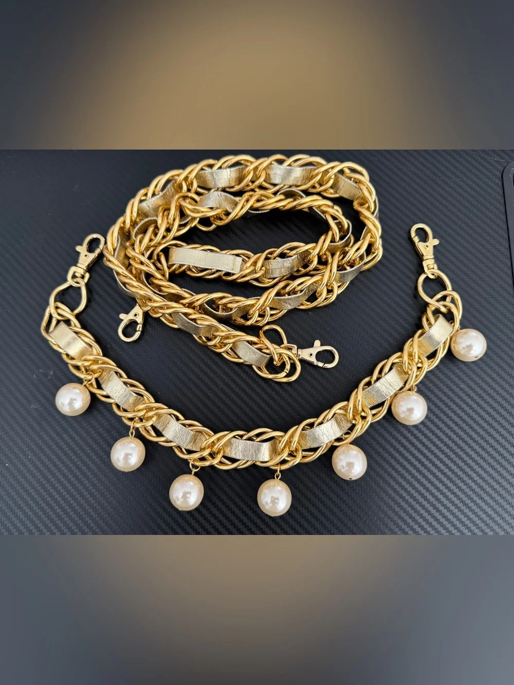 BGBGeneration Gold Chain Pearl Drop Waist Belt - Women Accessories